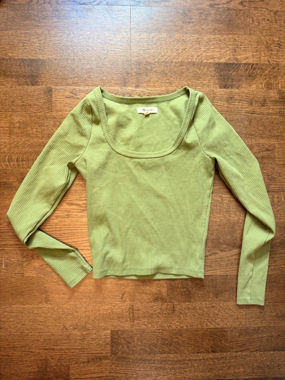 Green Madewell cropped ribbed longsleeve top XS